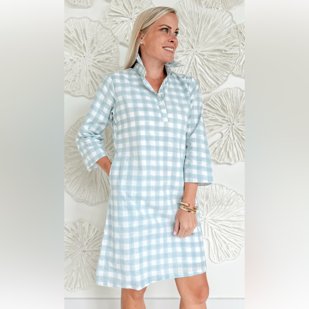 New! Gingham Blue and White Checkered Dress